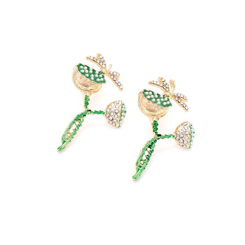 Pearl Flower Earrings Cute Alloy Dragonfly-Jewearrings