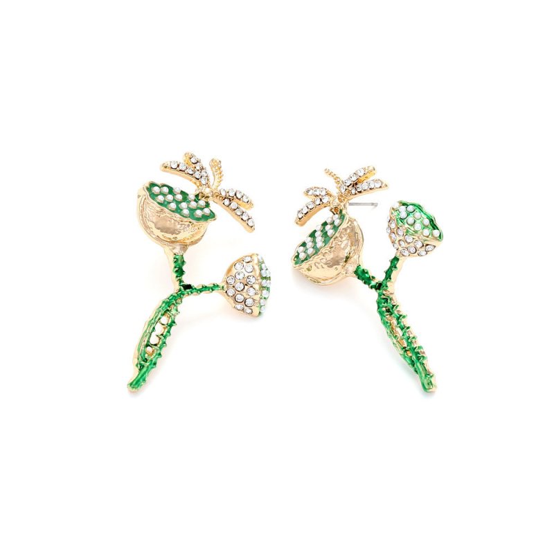 Pearl Flower Earrings Cute Alloy Dragonfly-Jewearrings