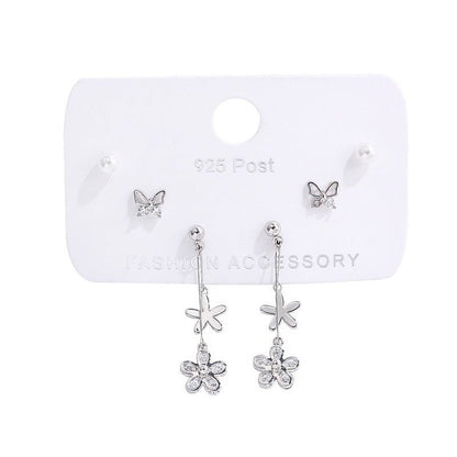 Pearl Flower Earrings Cute Butterfly Studs-Jewearrings