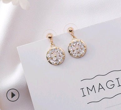 Pearl Flower Earrings Diamond Love Earrings-Jewearrings