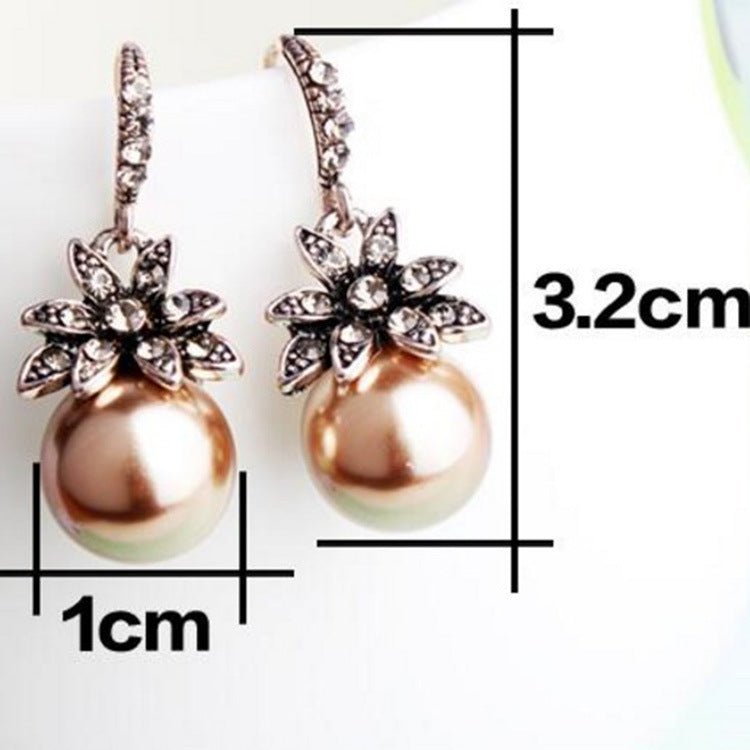 Pearl Flower Earrings Diamond Pearl-Jewearrings