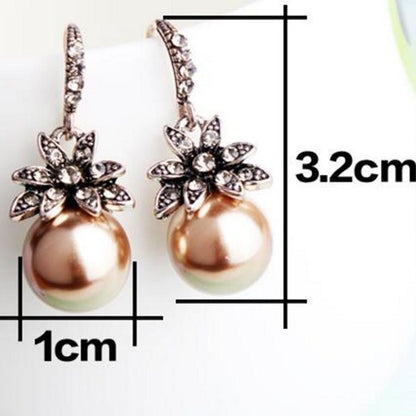 Pearl Flower Earrings Diamond Pearl-Jewearrings