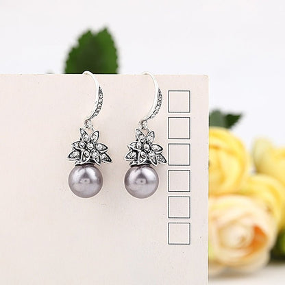 Pearl Flower Earrings Diamond Pearl-Jewearrings