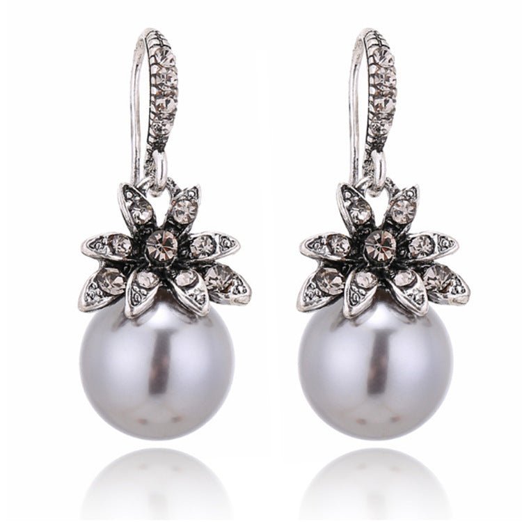 Pearl Flower Earrings Diamond Pearl-Jewearrings