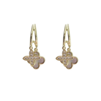 Pearl Flower Earrings Double Layer-Jewearrings