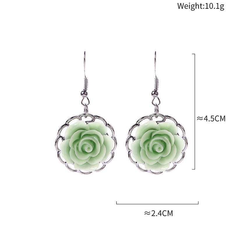 Pearl Flower Earrings Emerald Hollow Earrings-Jewearrings