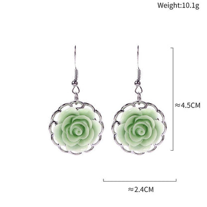 Pearl Flower Earrings Emerald Hollow Earrings-Jewearrings