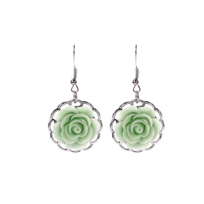 Pearl Flower Earrings Emerald Hollow Earrings-Jewearrings