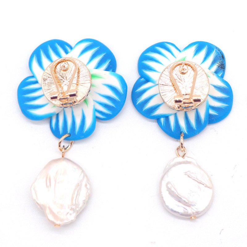 Pearl Flower Earrings European Blue-Jewearrings