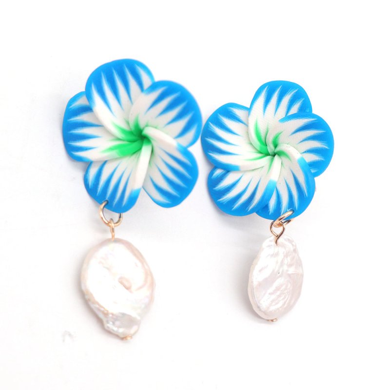 Pearl Flower Earrings European Blue-Jewearrings