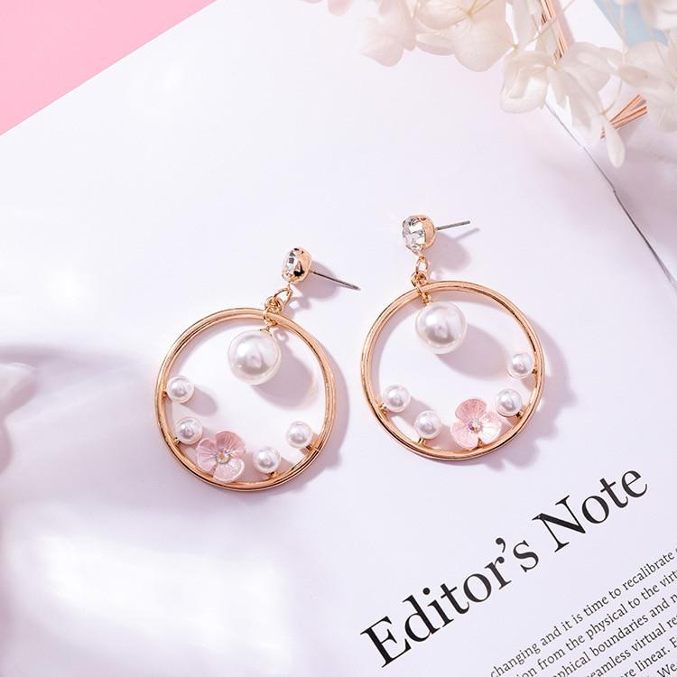 Pearl Flower Earrings Exaggerated-Jewearrings