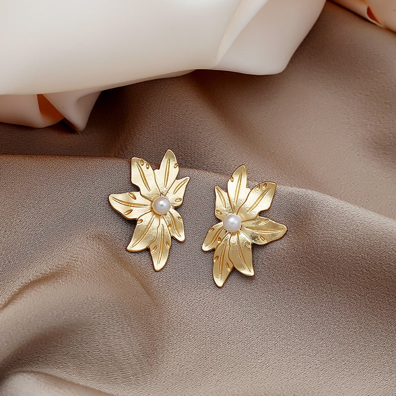 Pearl Flower Earrings Exaggerated-Jewearrings