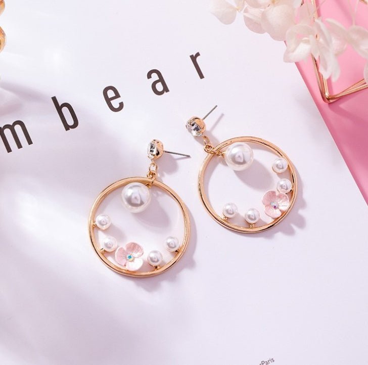 Pearl Flower Earrings Exaggerated-Jewearrings