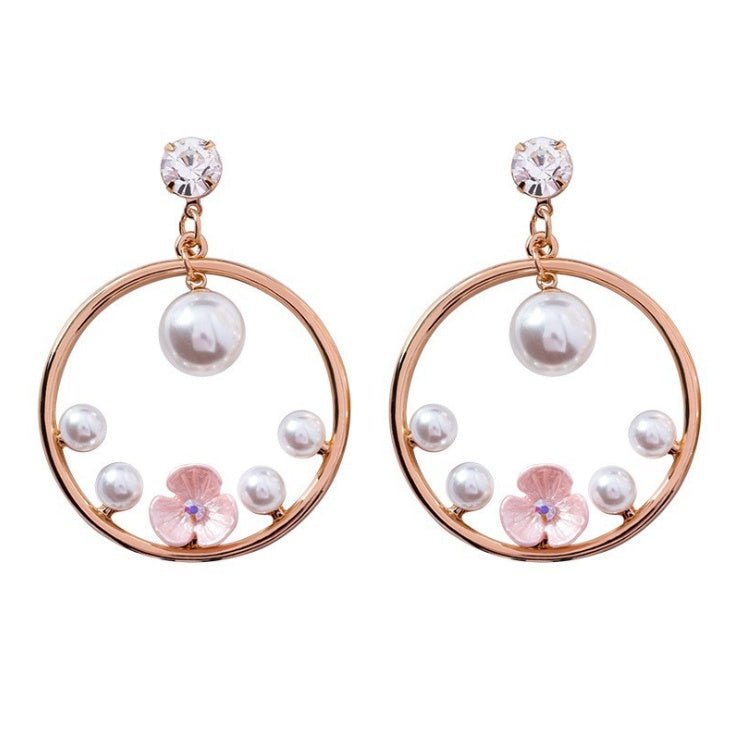 Pearl Flower Earrings Exaggerated-Jewearrings