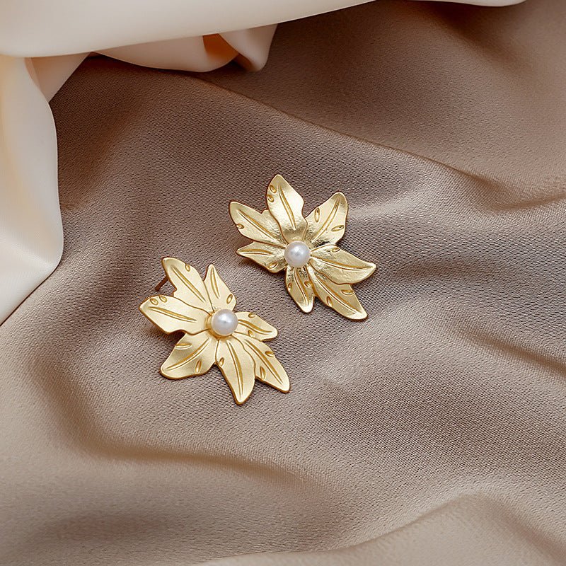 Pearl Flower Earrings Exaggerated-Jewearrings