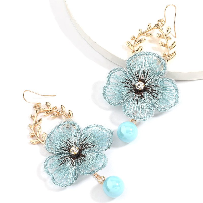 Pearl Flower Earrings Fairy Mesh Petal-Jewearrings