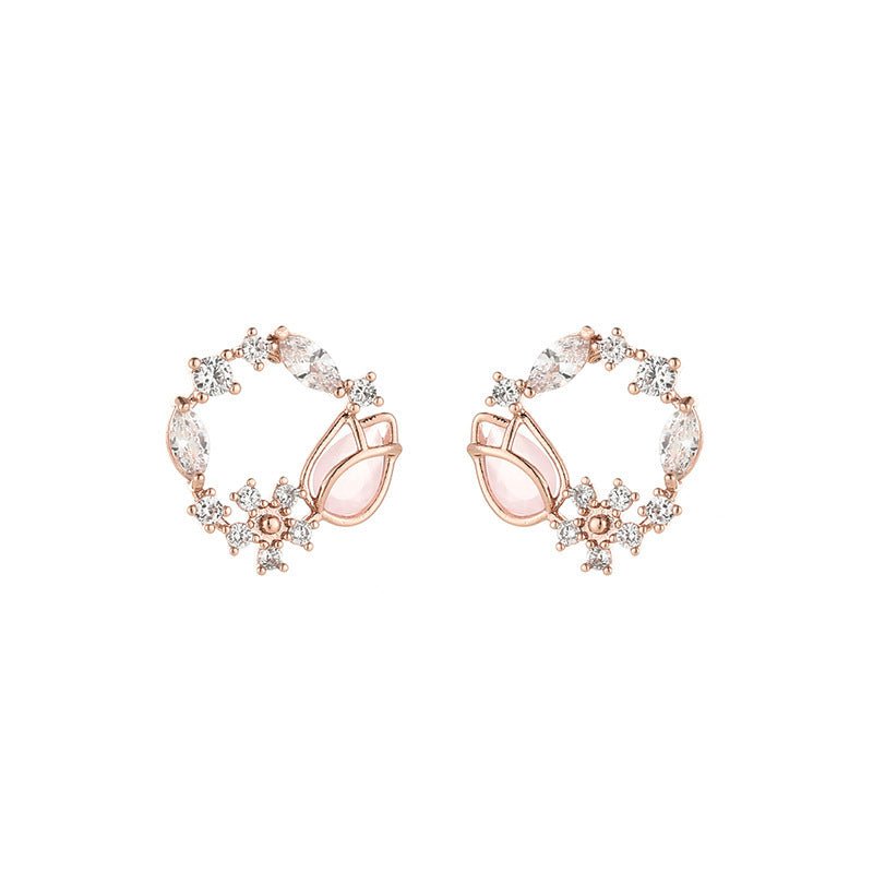 Pearl Flower Earrings Fashion Butterfly Studs-Jewearrings