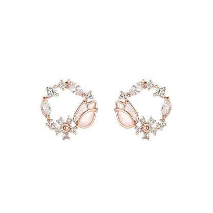 Pearl Flower Earrings Fashion Butterfly Studs-Jewearrings