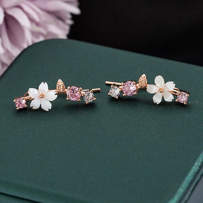 Pearl Flower Earrings Fashion Butterfly Studs-Jewearrings