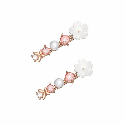 Pearl Flower Earrings Fashion Butterfly Studs-Jewearrings