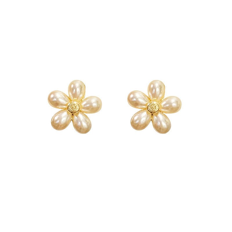 Pearl Flower Earrings Fashion Studs-Jewearrings