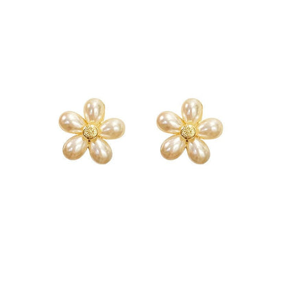 Pearl Flower Earrings Fashion Studs-Jewearrings