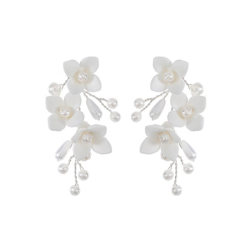 Pearl Flower Earrings - Fashion White Flower-Jewearrings