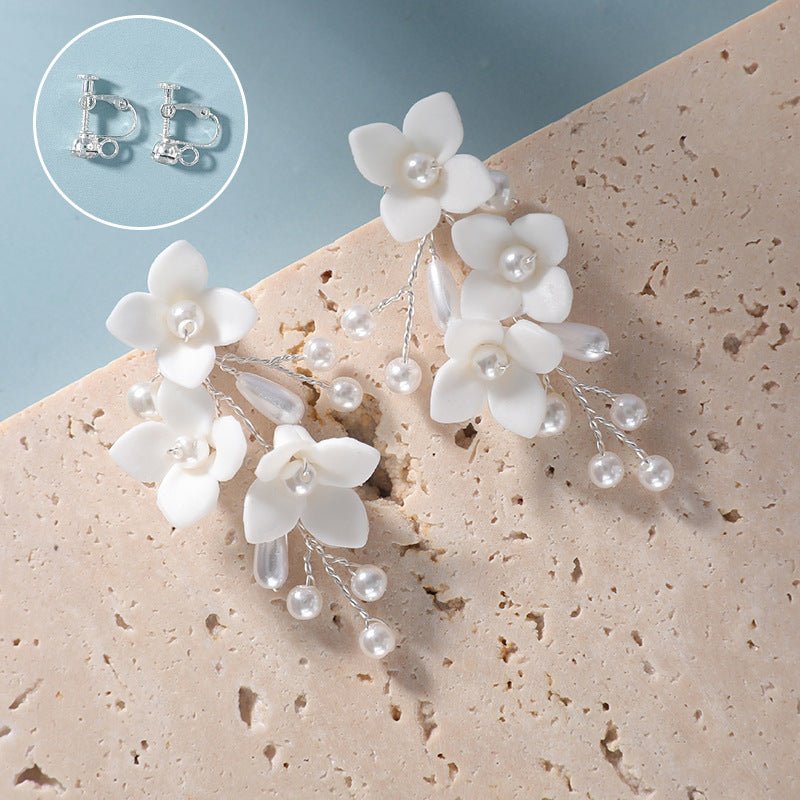 Pearl Flower Earrings - Fashion White Flower-Jewearrings