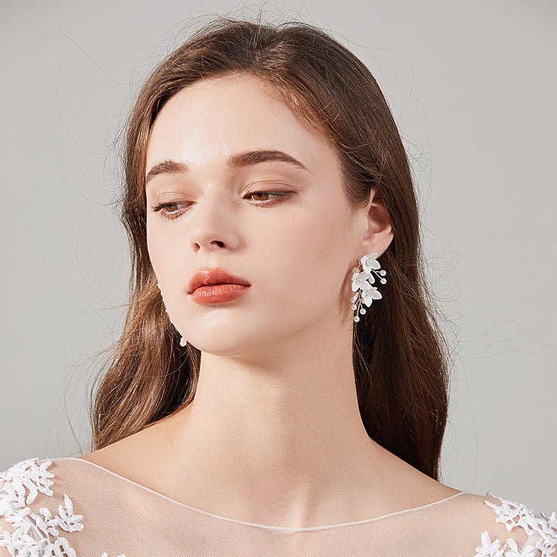 Pearl Flower Earrings - Fashion White Flower-Jewearrings