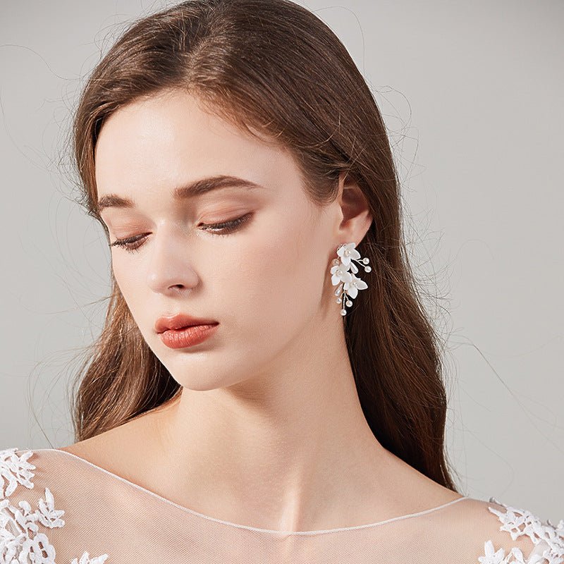 Pearl Flower Earrings - Fashion White Flower-Jewearrings