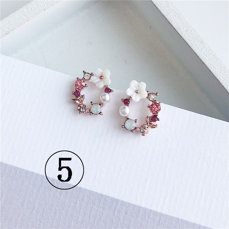 Pearl Flower Earrings Female Color Fashion Petals-Jewearrings