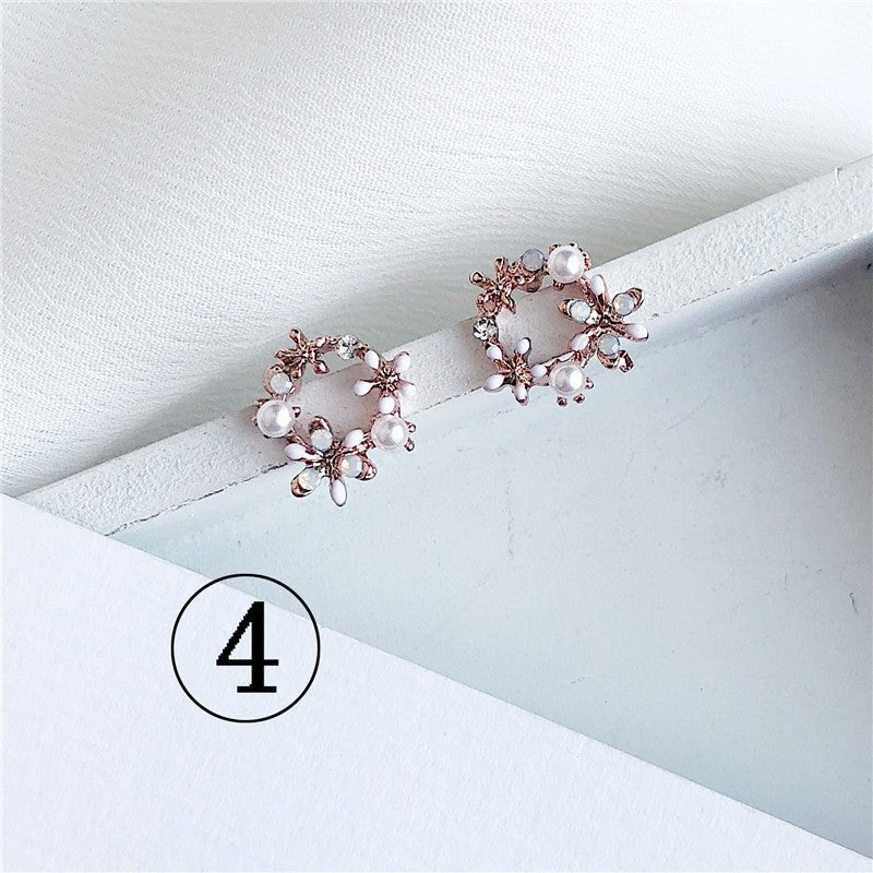 Pearl Flower Earrings Female Color Fashion Petals-Jewearrings