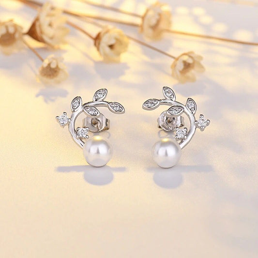 Pearl Flower Earrings Flower Shape Earrings-Jewearrings