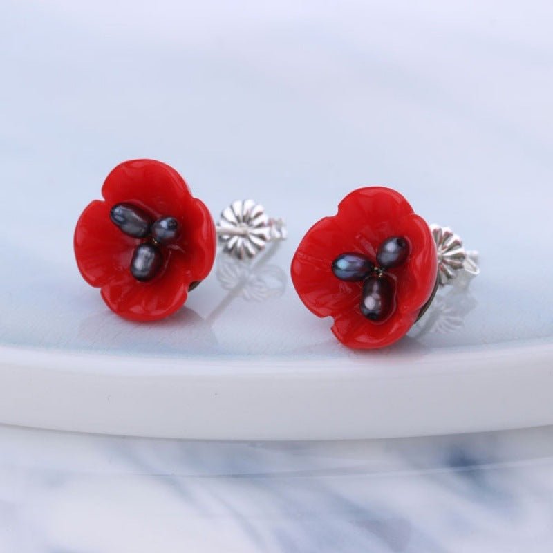 Pearl Flower Earrings for Women-Jewearrings