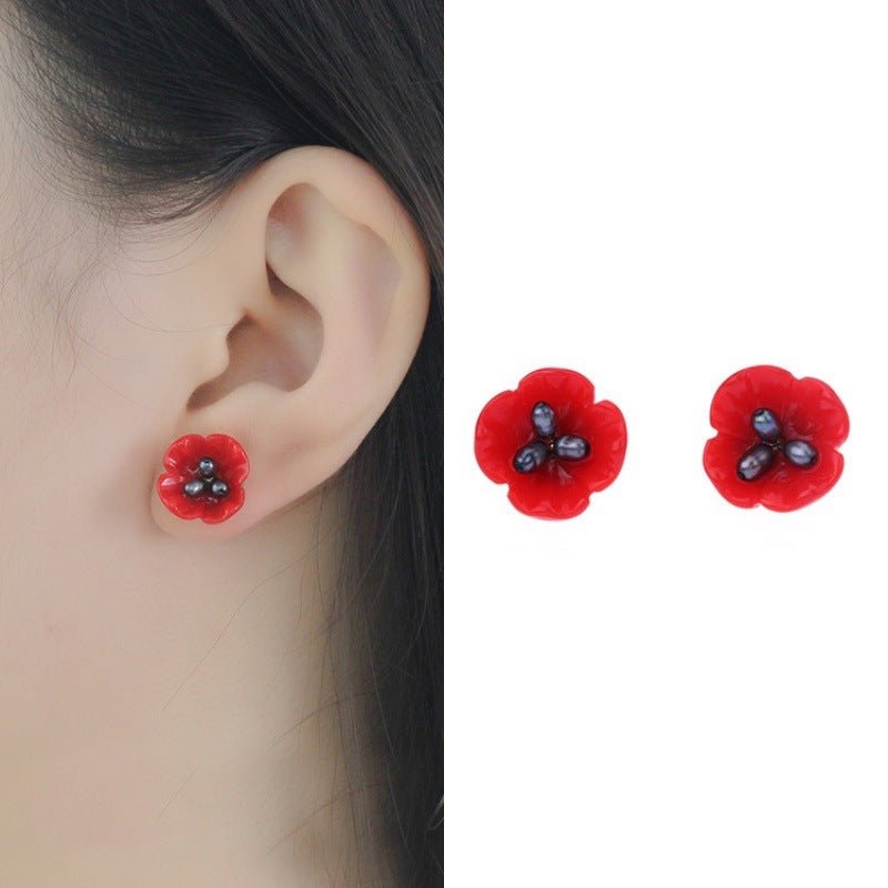 Pearl Flower Earrings for Women-Jewearrings