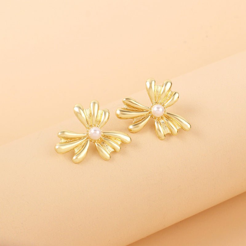 Pearl Flower Earrings French Fashion Ins Cold Wind-Jewearrings