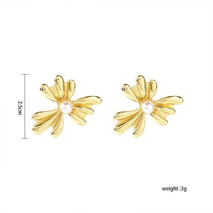 Pearl Flower Earrings French Fashion Ins Cold Wind-Jewearrings