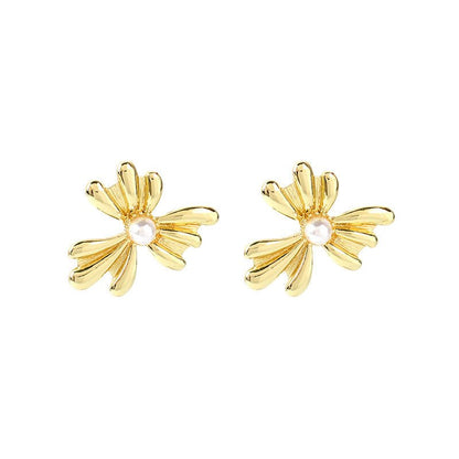 Pearl Flower Earrings French Fashion Ins Cold Wind-Jewearrings