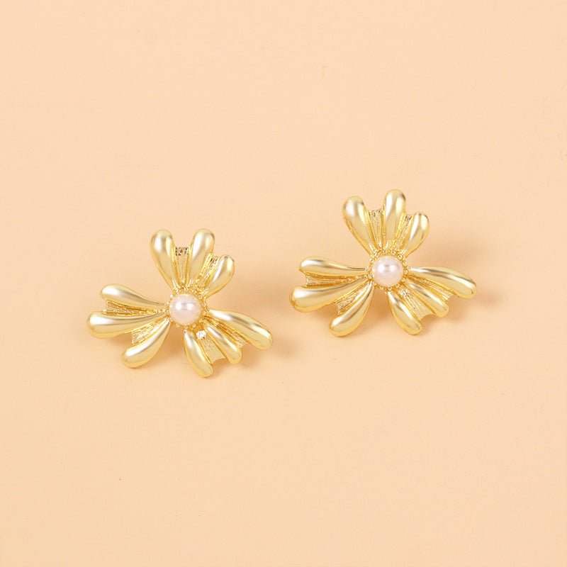 Pearl Flower Earrings French Fashion Ins Cold Wind-Jewearrings