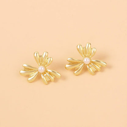 Pearl Flower Earrings French Fashion Ins Cold Wind-Jewearrings