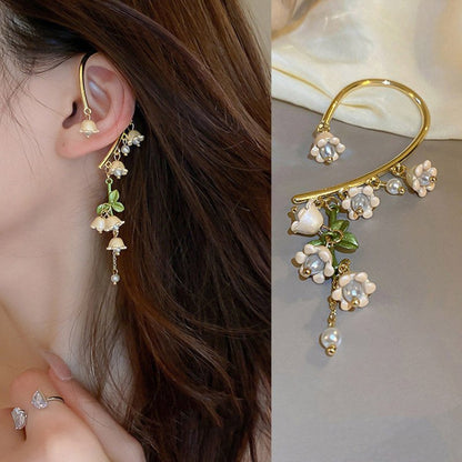 Pearl Flower Earrings French Girl Tassel-Jewearrings