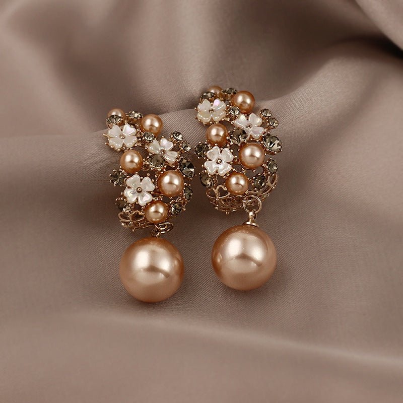 Pearl Flower Earrings French Style Fashion-Jewearrings