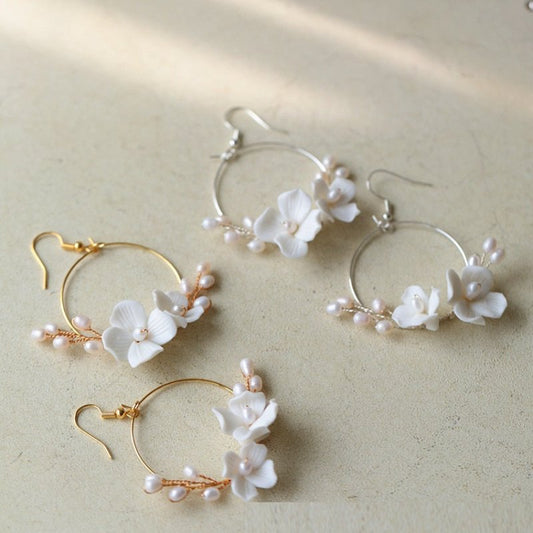 Pearl Flower Earrings Freshwater Earrings-Jewearrings