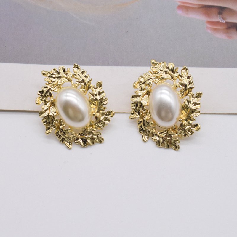 Pearl Flower Earrings Geometric Vintage-Jewearrings