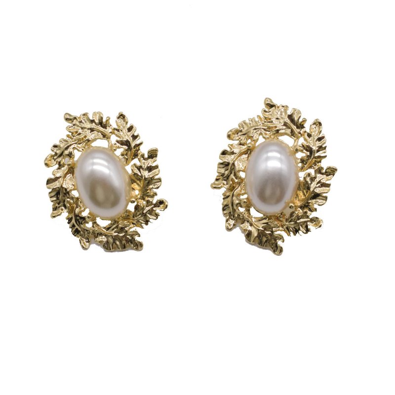 Pearl Flower Earrings Geometric Vintage-Jewearrings