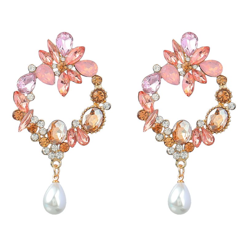 Pearl Flower Earrings Gold Diamond Trendy-Jewearrings