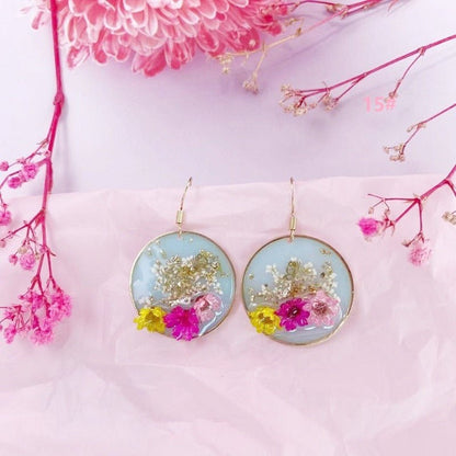 Pearl Flower Earrings Gold Foil Earrings-Jewearrings