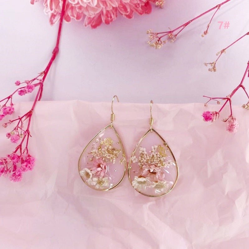 Pearl Flower Earrings Gold Foil Earrings-Jewearrings