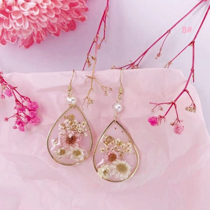 Pearl Flower Earrings Gold Foil Earrings-Jewearrings