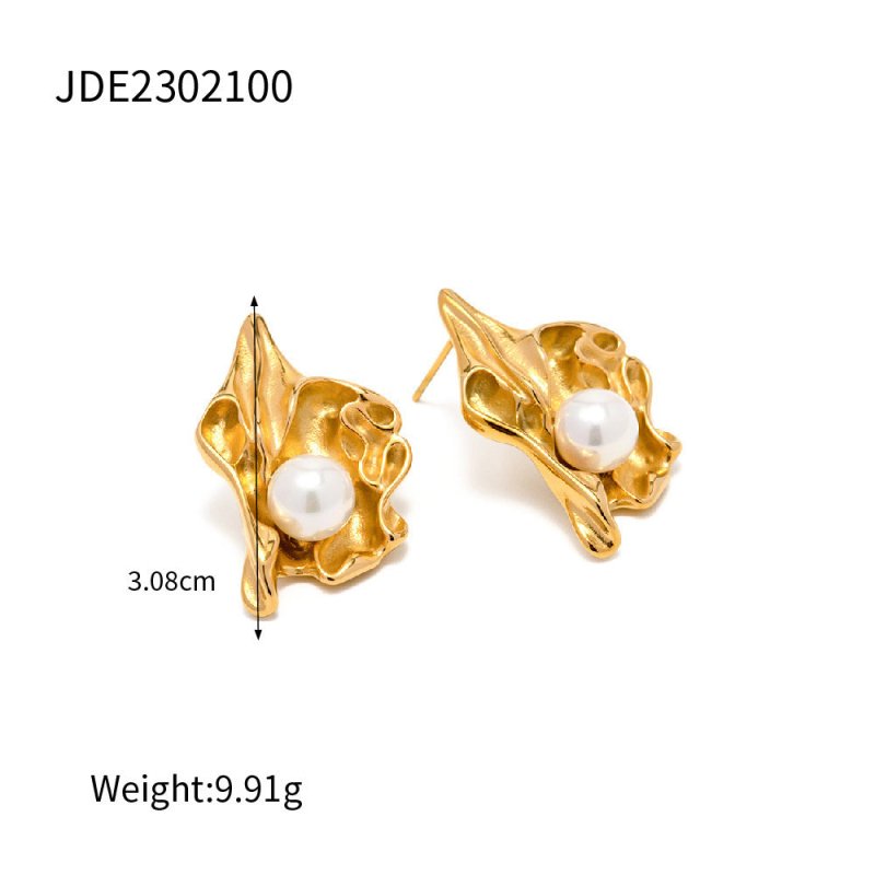 Pearl Flower Earrings Gold-plated-Jewearrings